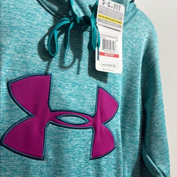Under Armour cold gear storm Teal Hoodie with Purple Logo - Picture 7 of 8